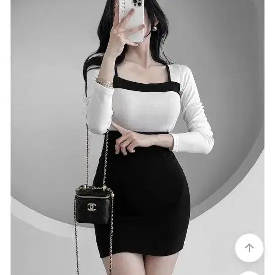 [SOLD OUT] [스판/배색] 가나다란 스퀘어넥 배색 슬림 티 3color