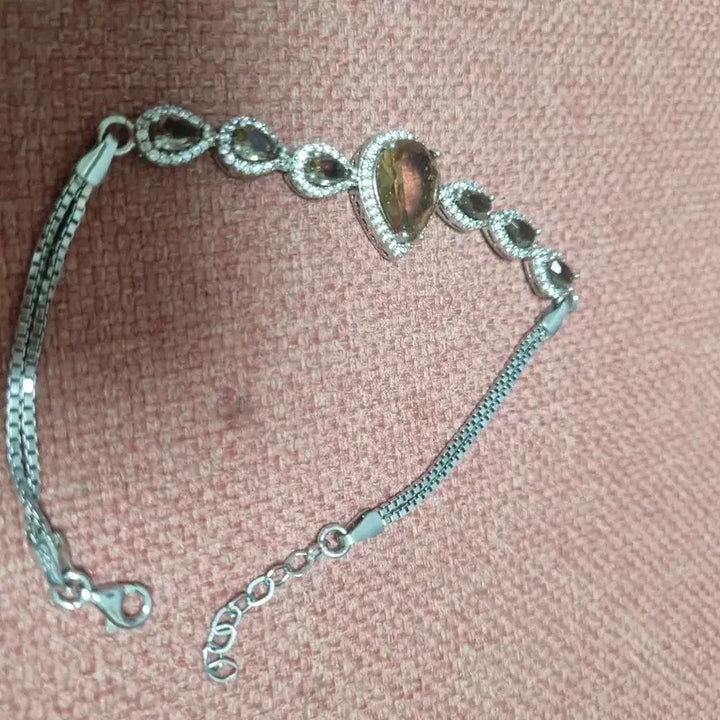 [BUNJANG] Natural Rhodochrosite Macasite Silver 925 Gemstone Bracelet / 천연 연수정 마카사이트 실버 925 원석팔찌