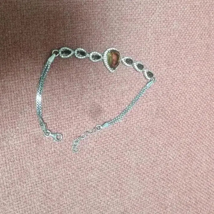 [BUNJANG] Natural Rhodochrosite Macasite Silver 925 Gemstone Bracelet / 천연 연수정 마카사이트 실버 925 원석팔찌