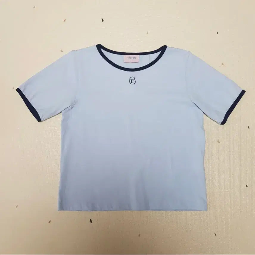 [BUNJANG] Rollerama Blue Logo Ringer Short Sleeve T-Shirt / 로라로라 블루 로고 링거 반팔티셔츠