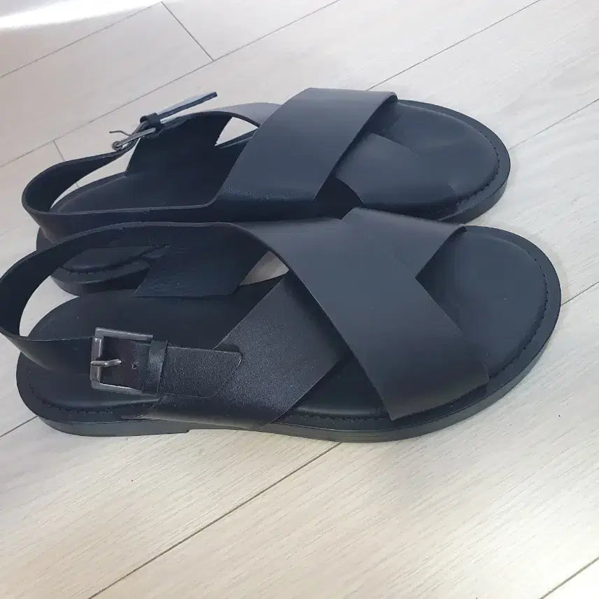 [BUNJANG] Massimo Dutti Black Leather Sandals 265mm (41) / 남265가죽 샌달