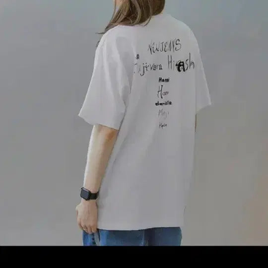 [BUNJANG] NewJeans Hiroshi Collaboration Short Sleeve T-Shirt White / 뉴진스 히로시 반팔티 화이트