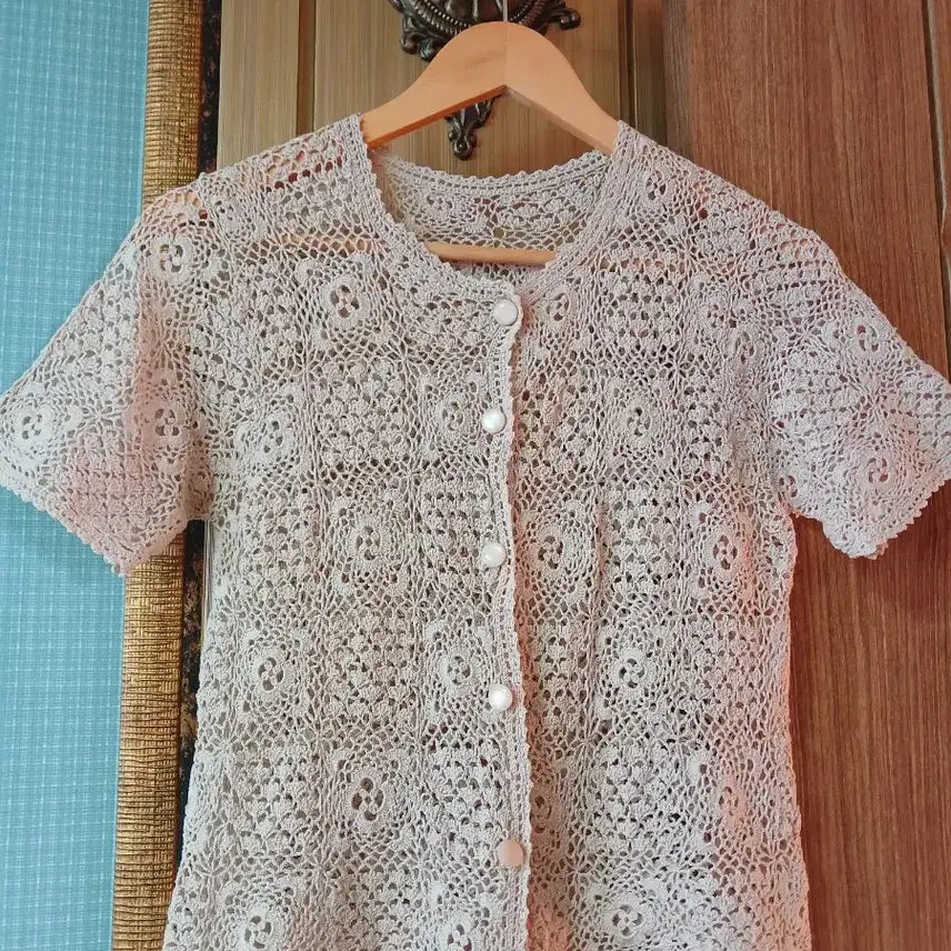 [BUNJANG] Handmade Knit Cardigan Beige / 핸드메이드))뜨개 가디건