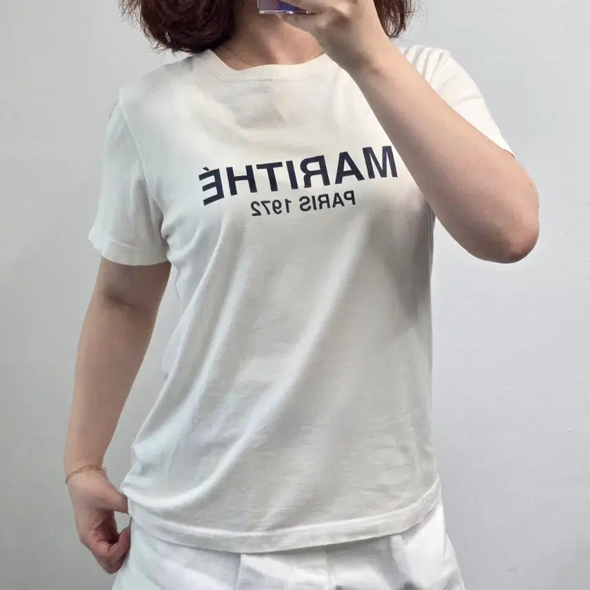 [BUNJANG] Marithe Francois Girbaud Logo Short Sleeve T-Shirt Ivory M / [프립]M/마리떼프랑소와저버 반팔티 아이보리