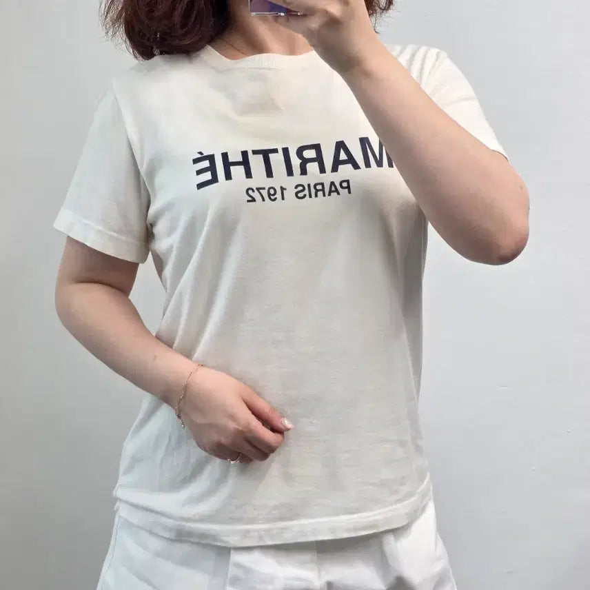 [BUNJANG] Marithe Francois Girbaud Logo Short Sleeve T-Shirt Ivory M / [프립]M/마리떼프랑소와저버 반팔티 아이보리