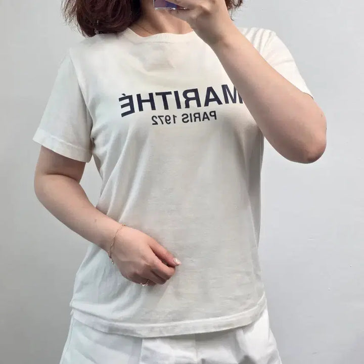 [BUNJANG] Marithe Francois Girbaud Logo Short Sleeve T-Shirt Ivory M / [프립]M/마리떼프랑소와저버 반팔티 아이보리