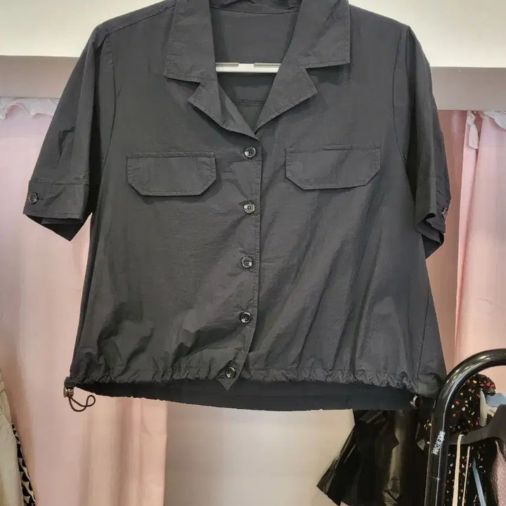 [BUNJANG] Black Short Sleeve Shirt / 블랙 숏팬츠 여성 반팔 셔츠