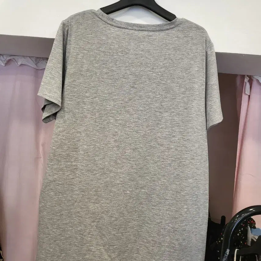 [BUNJANG] Grey Short Sleeve T-Shirt with Pattern Detail / 그래이 반팔 티셔츠 패턴 포인트