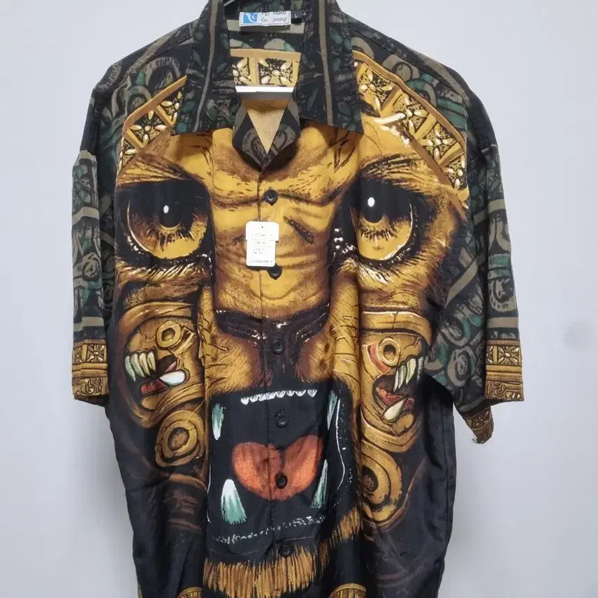 [BUNJANG] Pay Yang Two-Tone Leopard Face Pattern Shirt / pay yang )투톤 표범얼굴 패턴 셔츠