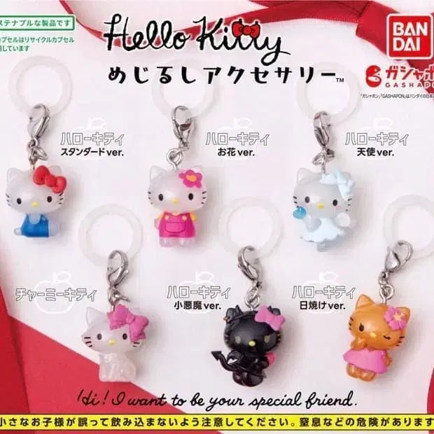 [BUNJANG] Sanrio Hello Kitty Devil &amp; Angel Chami Figure Set / 헬로키티 메지루시 풀세트 반다이 악마 키티 천사 태닝 챠미 가챠 일괄