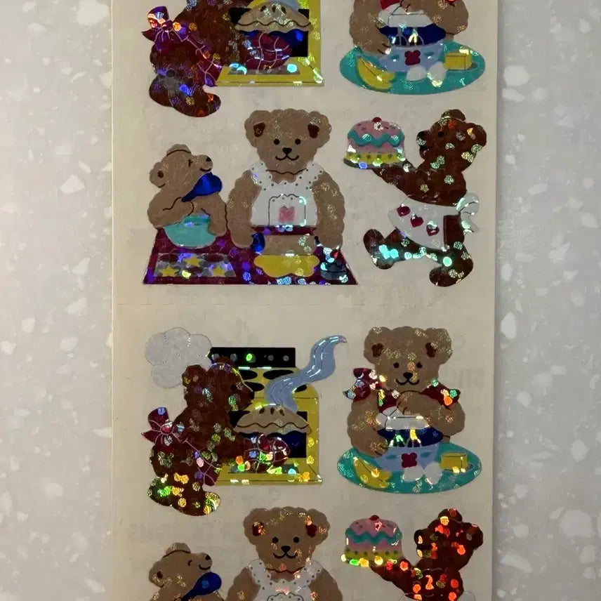 [BUNJANG] Sandy Lion Vintage Classic Sticker Baking Bear 2-Cut Set / 샌디라이온 빈티지 고전스티커 희귀제품 2컷