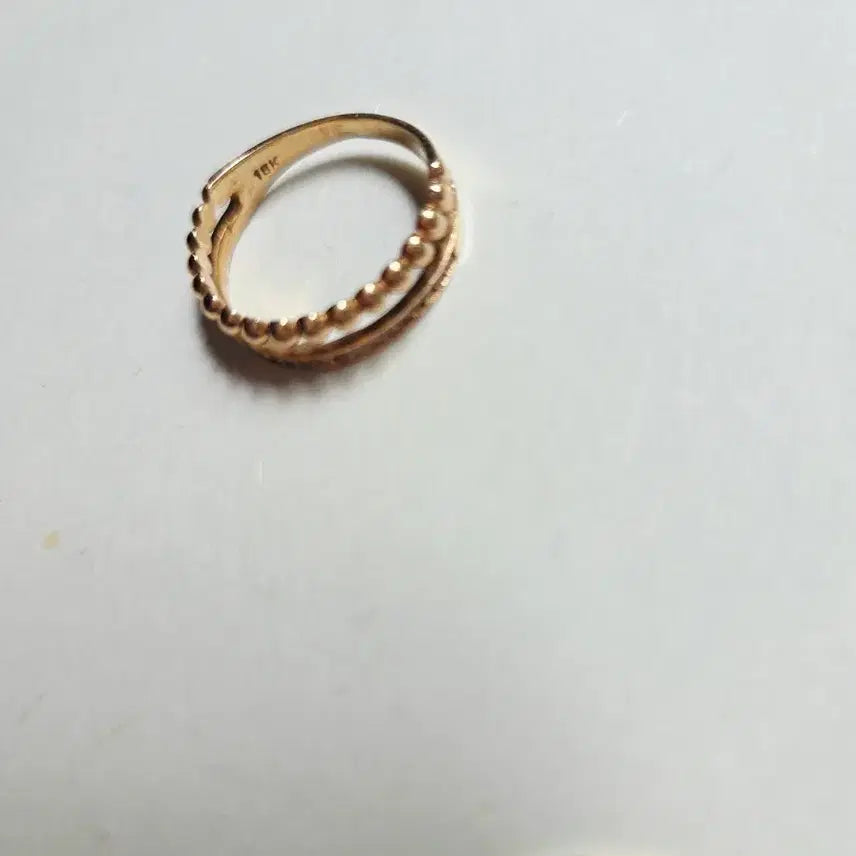 [BUNJANG] 18K Pink Gold Cubic Zirconia Double Band Ring Size 15 / 18k 핑크골드 두줄반지  15호 3.17g
