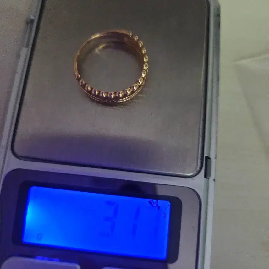 [BUNJANG] 18K Pink Gold Cubic Zirconia Double Band Ring Size 15 / 18k 핑크골드 두줄반지  15호 3.17g