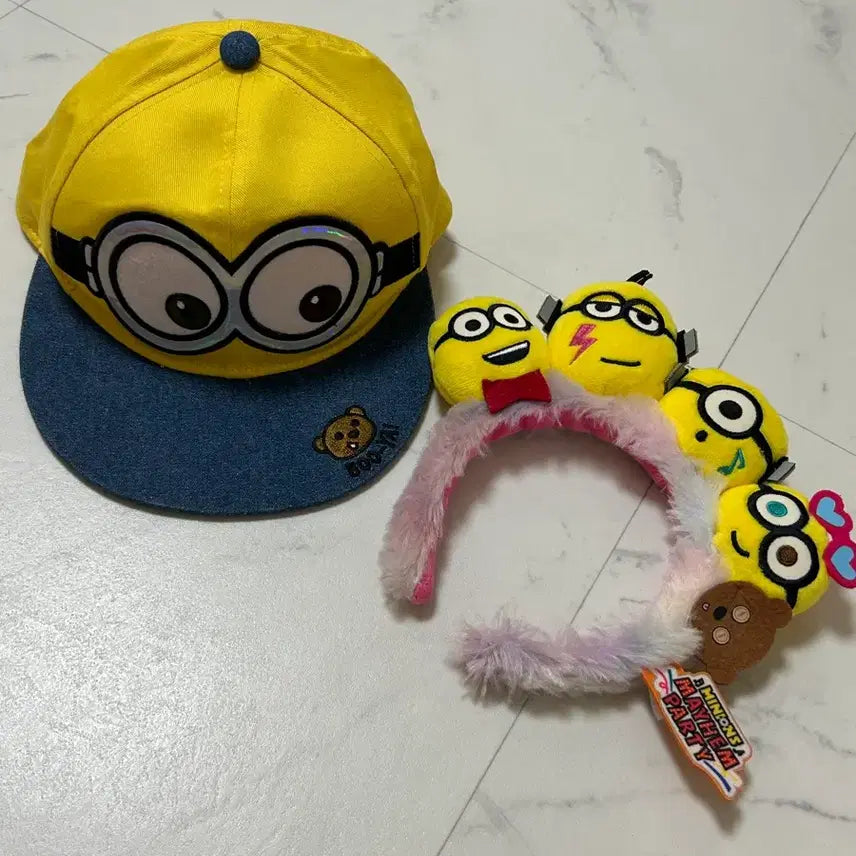 [BUNJANG] Universal Studios Japan Minions Hat &amp; Headband Bundle Set / 유니버셜 재팬 미니언즈 모자, 머리띠 굿즈 일괄