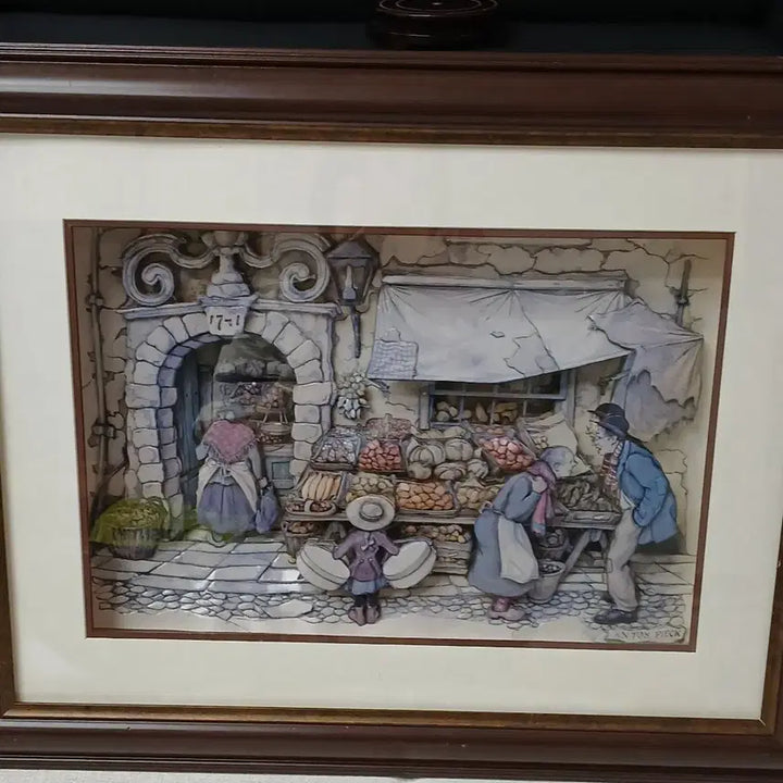 [BUNJANG] Vintage Anton Pieck Shadow Box Art - Fruit Market / 빈티지 아트쉐도우박스(네덜란드)