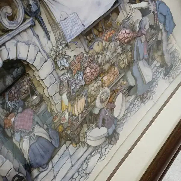 [BUNJANG] Vintage Anton Pieck Shadow Box Art - Fruit Market / 빈티지 아트쉐도우박스(네덜란드)