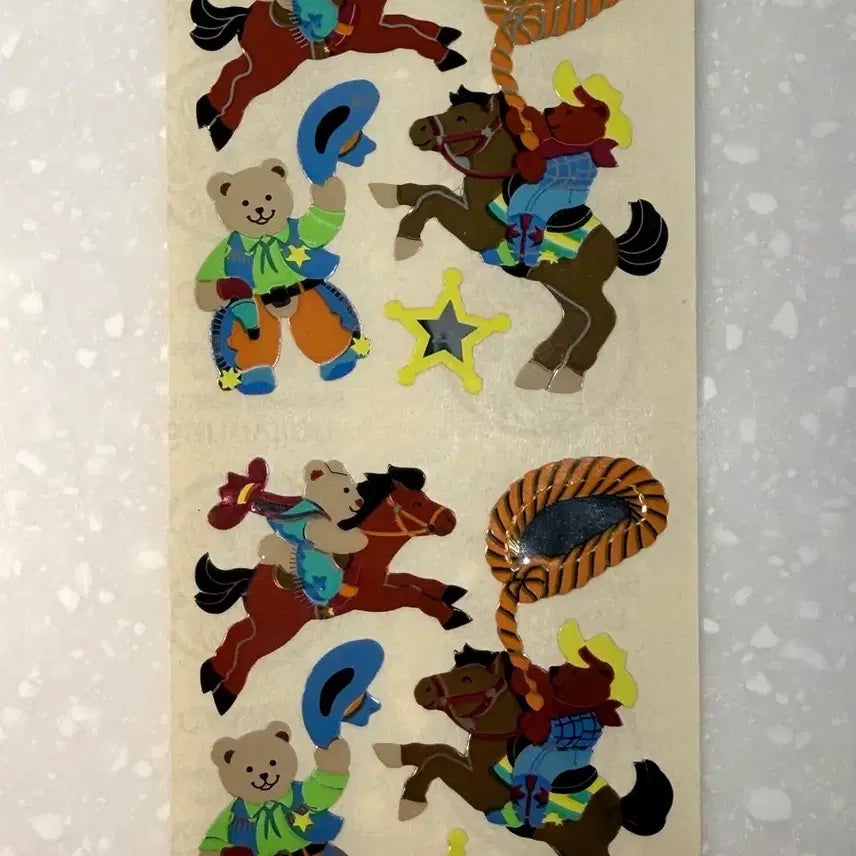[BUNJANG] Sandy Lion Vintage Classic Sticker 2-Cut Cowboy Bear / 샌디라이온 빈티지 고전스티커 희귀제품 2컷