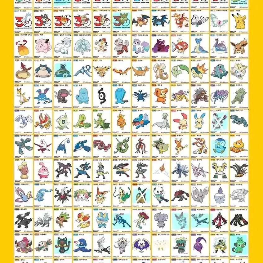 [BUNJANG] Pokemon Stickers (3-Digit to Season 5) Bundle Set / [일괄 33장] 포켓몬 띠부씰 (3자리~)