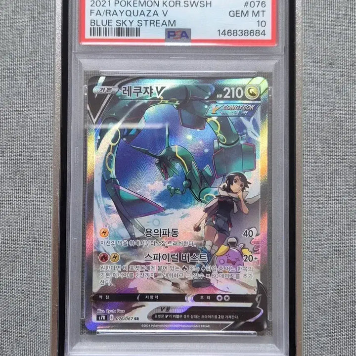 [BUNJANG] Pokemon Card Sky Stream Rayquaza V Special Illustration SR PSA 10 / 창공스트림 레쿠쟈V 특일 SR PSA10 포켓몬카드