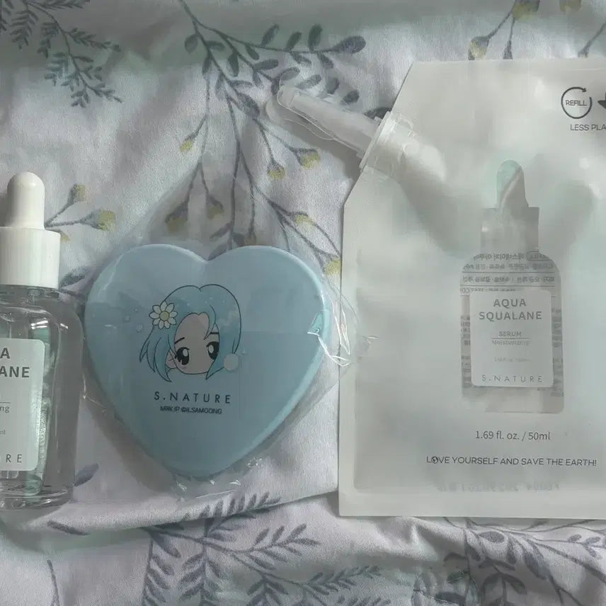 [BUNJANG] EsNatur Aqua Squalane Hydrating Serum 50ml + Refill + Mirror Set / [거울포함]에스네이처 아쿠아 스쿠알란 수분세럼 50ml + 리필