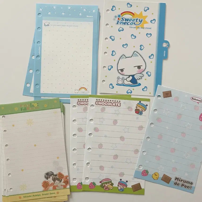 [BUNJANG] Mirumo Ponpon Aineko Classic Diary Refill Set / 고전 6공 미르모 퐁퐁 아이네코 ㅔ다이어리 속지 리필 세트