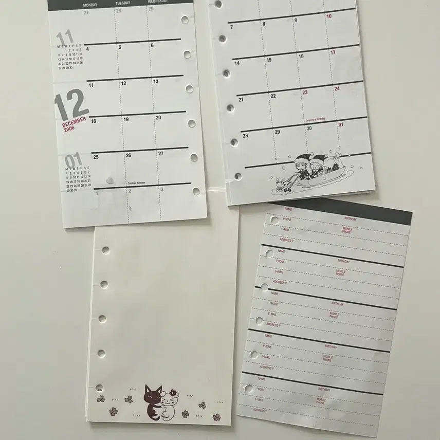 [BUNJANG] Yazawa Ai Nana 6-Ring Diary Inserts A7 Monthly (2006-2007) / 야자와아이 nana 6공 다이어리 속지
