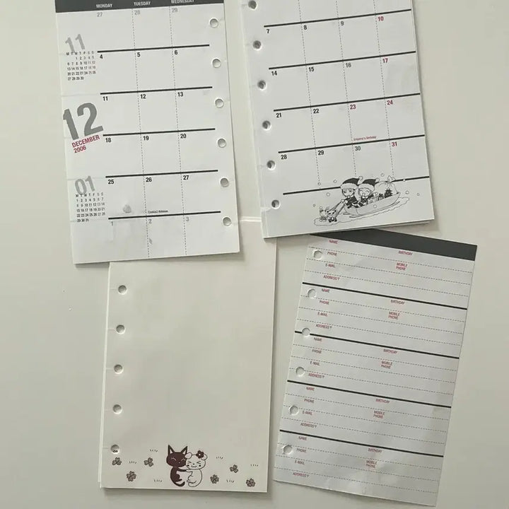[BUNJANG] Yazawa Ai Nana 6-Ring Diary Inserts A7 Monthly (2006-2007) / 야자와아이 nana 6공 다이어리 속지