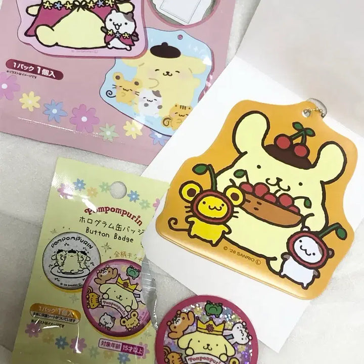 [BUNJANG] Pompu 30th Anniversary Hologram Can Badge &amp; Photocard Holder Bundle Set / 폼푸 30주년 홀로그램 캔뱃지, 포토카드 홀더 일괄 확정 새상품