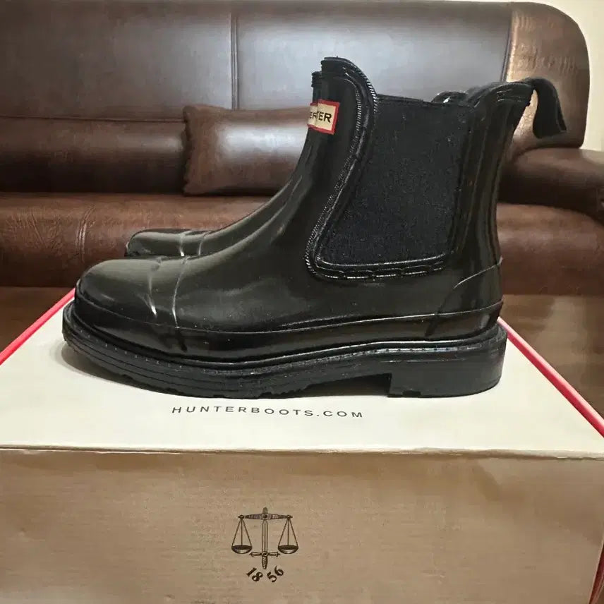 [BUNJANG] Hunter Commando Chelsea Gloss Black Boots Size 230 / 헌터 코만도 첼시 글로스 블랙 부츠 230사이즈