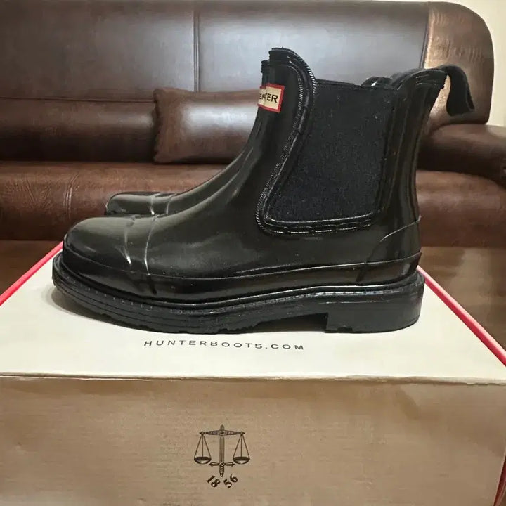 [BUNJANG] Hunter Commando Chelsea Gloss Black Boots Size 230 / 헌터 코만도 첼시 글로스 블랙 부츠 230사이즈