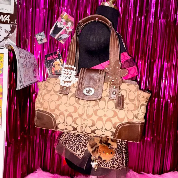 [BUNJANG] Coach Signature Shoulder Tote Bag Beige Brown / 인기템) Coach 코치 시그니처 숄더백 베이지브라운