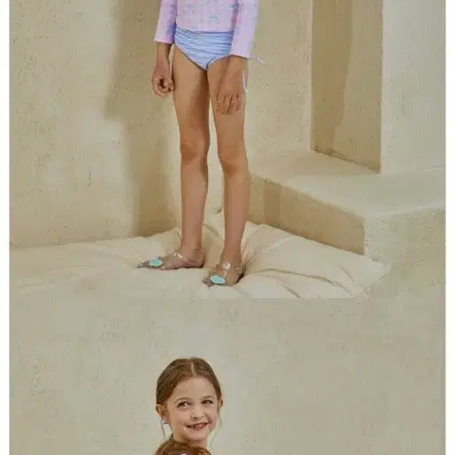[BUNJANG] Le motif Check Pattern Swimsuit Set (Pink, 10-11y) / 체크 패턴 수영복 세트  한번착용 10-11y