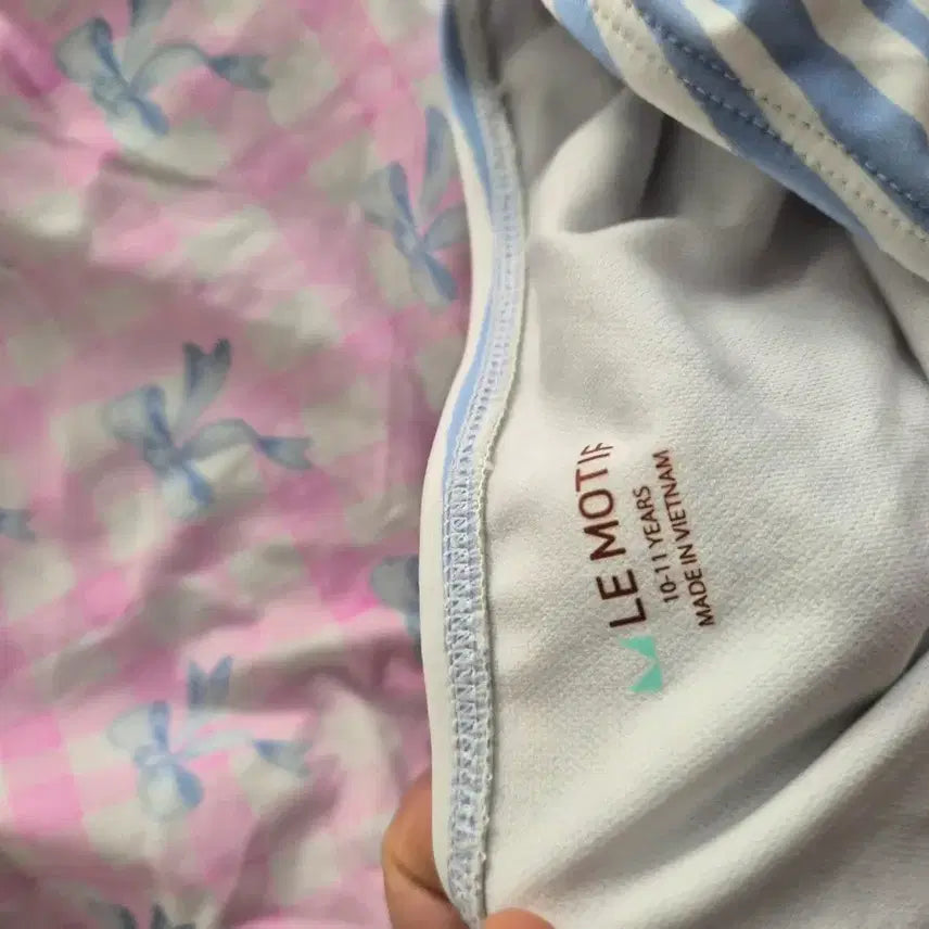 [BUNJANG] Le motif Check Pattern Swimsuit Set (Pink, 10-11y) / 체크 패턴 수영복 세트  한번착용 10-11y