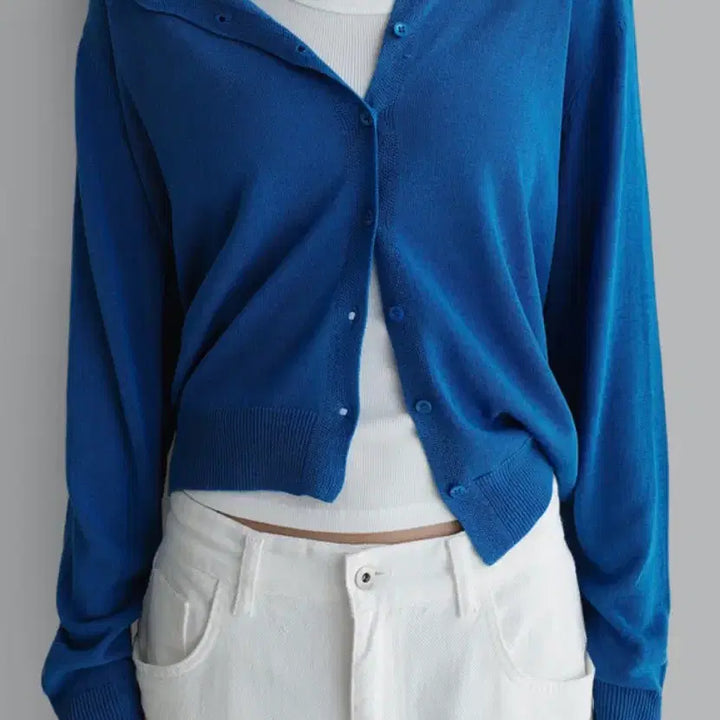 [BUNJANG] LaRoom Water Linen Cardigan Blue / 라룸 워터린넨가디건 블루 미착용 새상품
