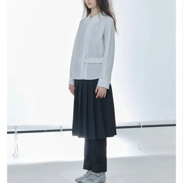 [SOLD OUT] 한섬EQL CHIONANTHUS RETUSA  플리츠 레이어드 칼라 셔츠