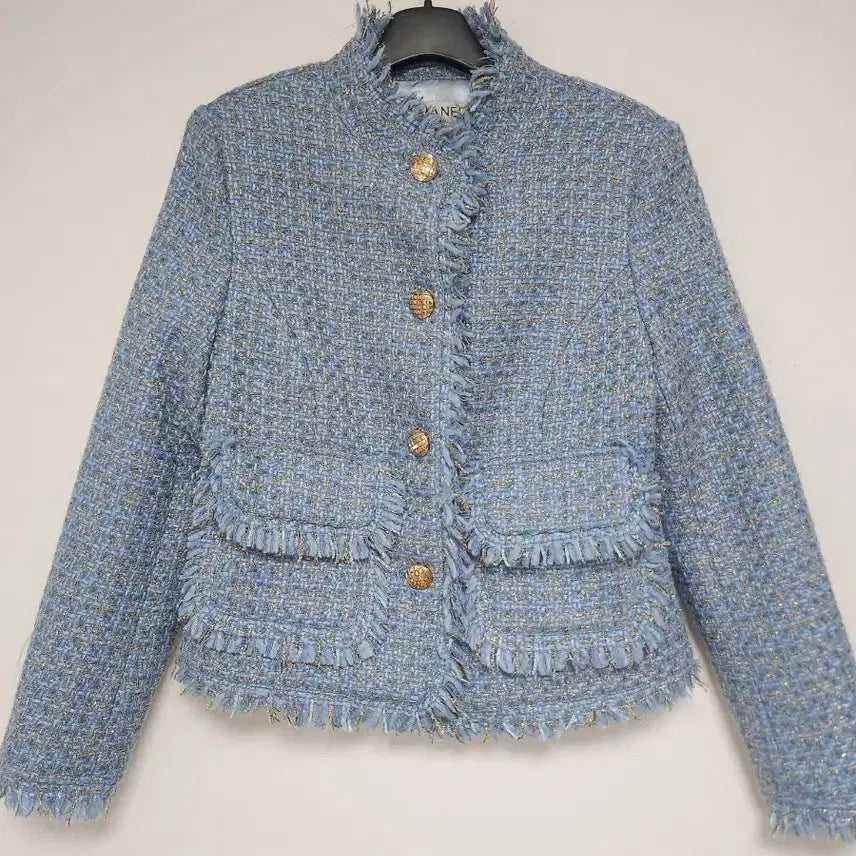 [BUNJANG] Chanel Tweed Jacket and Skirt Set Blue / 샤넬 트위드 자켓 스커트 세트 블루