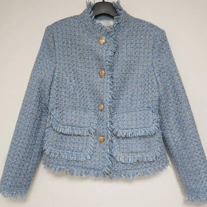 [BUNJANG] Chanel Tweed Jacket and Skirt Set Blue / 샤넬 트위드 자켓 스커트 세트 블루