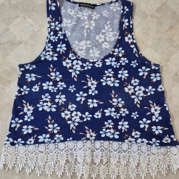 [BUNJANG] Terranova Blue Lace Trim Sleeveless Top XS / 테라노바(terranova) 나시탑