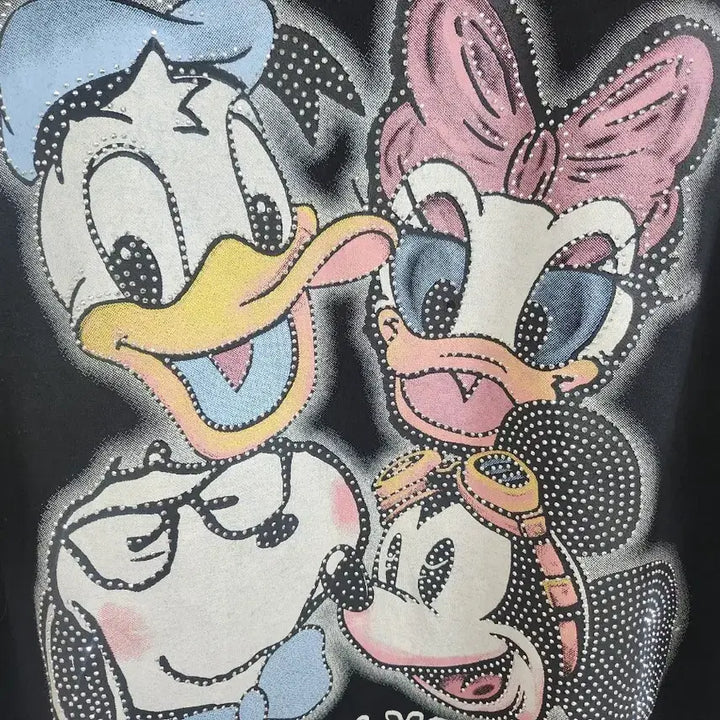 [BUNJANG] Disney Donald Duck Glitter Cubic Cropped T-Shirt / 도널드 디즈니 반짝이 큐빅 크롭반팔티<새상품>