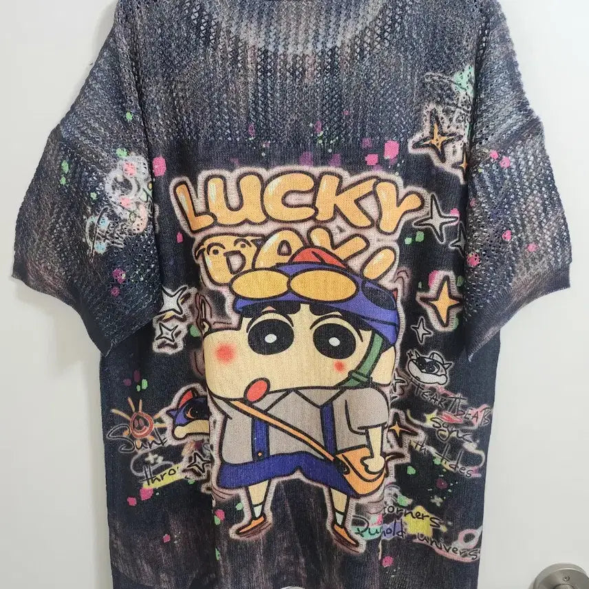 [BUNJANG] Crayon Shin-chan Cubic Knit Short Sleeve T-shirt / 짱구 큐빅 니트반팔티<새상품>