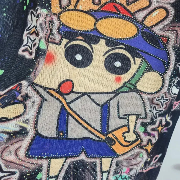[BUNJANG] Crayon Shin-chan Cubic Knit Short Sleeve T-shirt / 짱구 큐빅 니트반팔티<새상품>