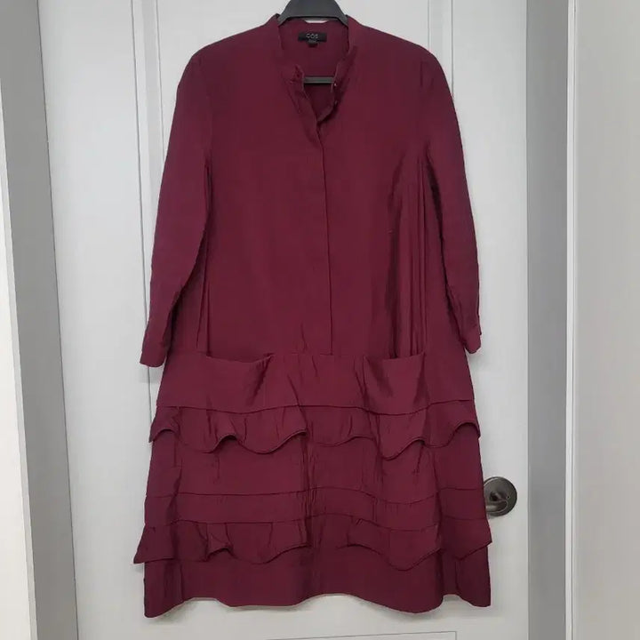 [BUNJANG] COS Wine Red Frill Midi Dress / COS 와인색 프릴 원피스