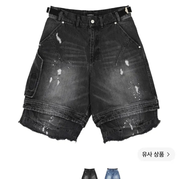 [BUNJANG] Fromwht Layered Denim Shorts Black Size 2 / [2] 파프롬왓 레이어드 데님 쇼츠 버뮤다 블랙
