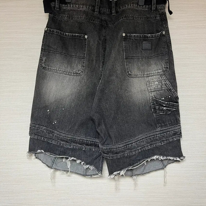 [BUNJANG] Fromwht Layered Denim Shorts Black Size 2 / [2] 파프롬왓 레이어드 데님 쇼츠 버뮤다 블랙