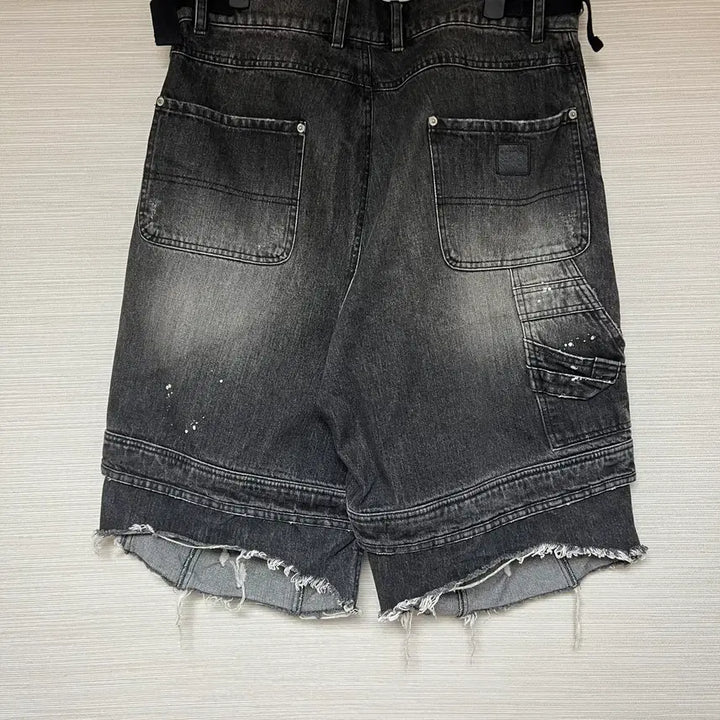 [BUNJANG] Fromwht Layered Denim Shorts Black Size 2 / [2] 파프롬왓 레이어드 데님 쇼츠 버뮤다 블랙