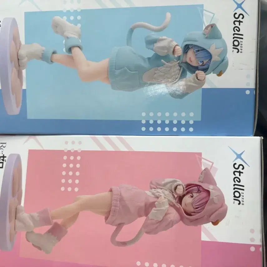 [SOLD OUT] 미개봉 세가 xstellar 리제로 렘, 람 고양이 모후모후 팩 피규어