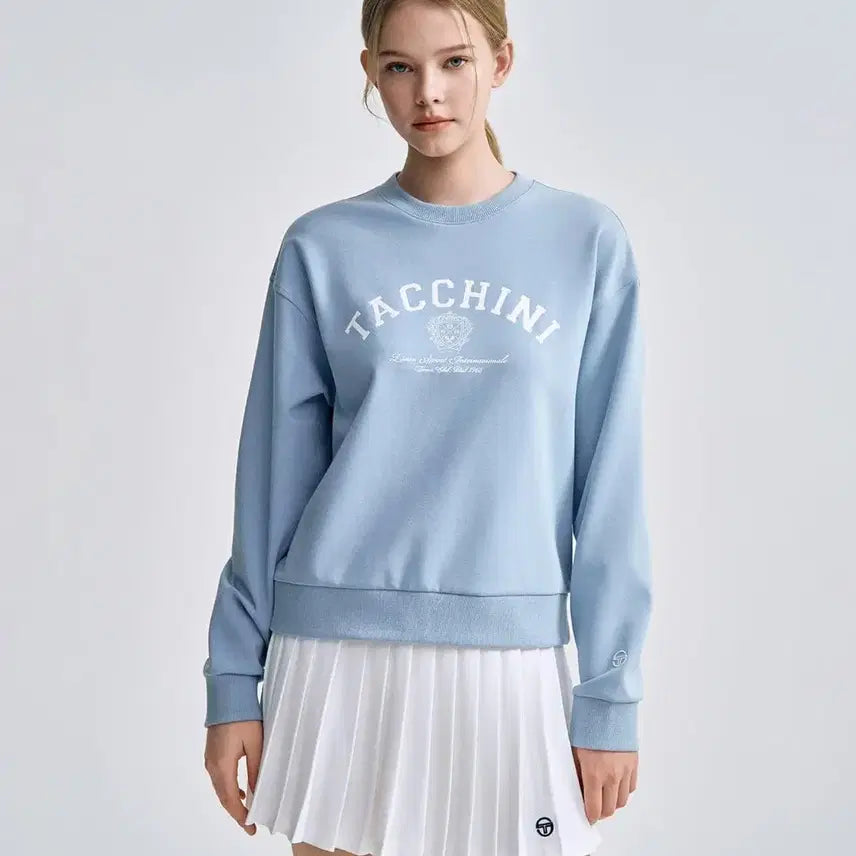 [BUNJANG] Sergio Tacchini W Kushlite Graphic Sweatshirt Sky Blue S / (새상품) 세르지오타키니 W 쿠쉬라이트 그래픽 맨투맨 S 블루