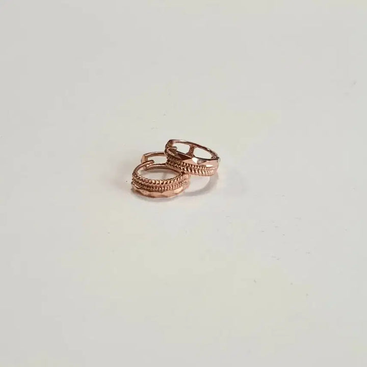 [BUNJANG] 14K Rose Gold Two-Line Twist Ring Earrings / 14K 두줄 로즈골드 원터치링 귀걸이