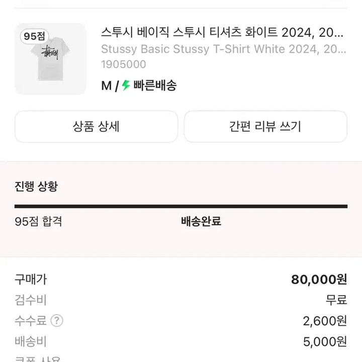 [BUNJANG] Stussy White T-Shirt Medium / 스투시 화이트 티셔츠 m