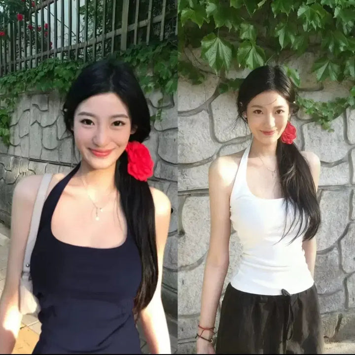 [BUNJANG] Built-in Cup Halterneck Tank Top / 캡내장 홀터넥 나시